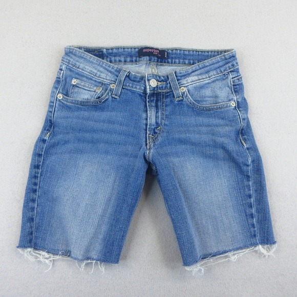 Levi's Pants - Levi's‎ 518 Superlow Shorts Womens Size 3 Blue Denim Raw Hem Casual Low Rise